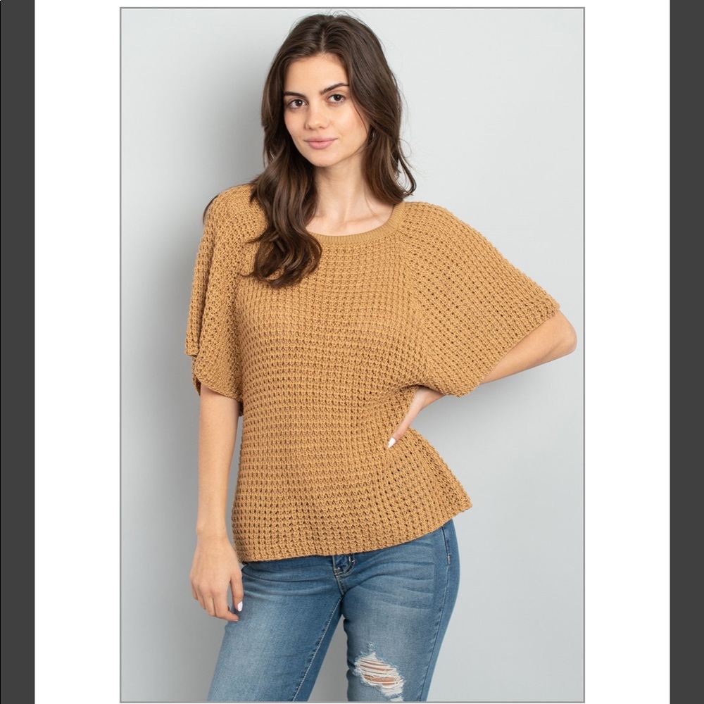 kimono sleeve open weave sweater - Picture 4 of 4